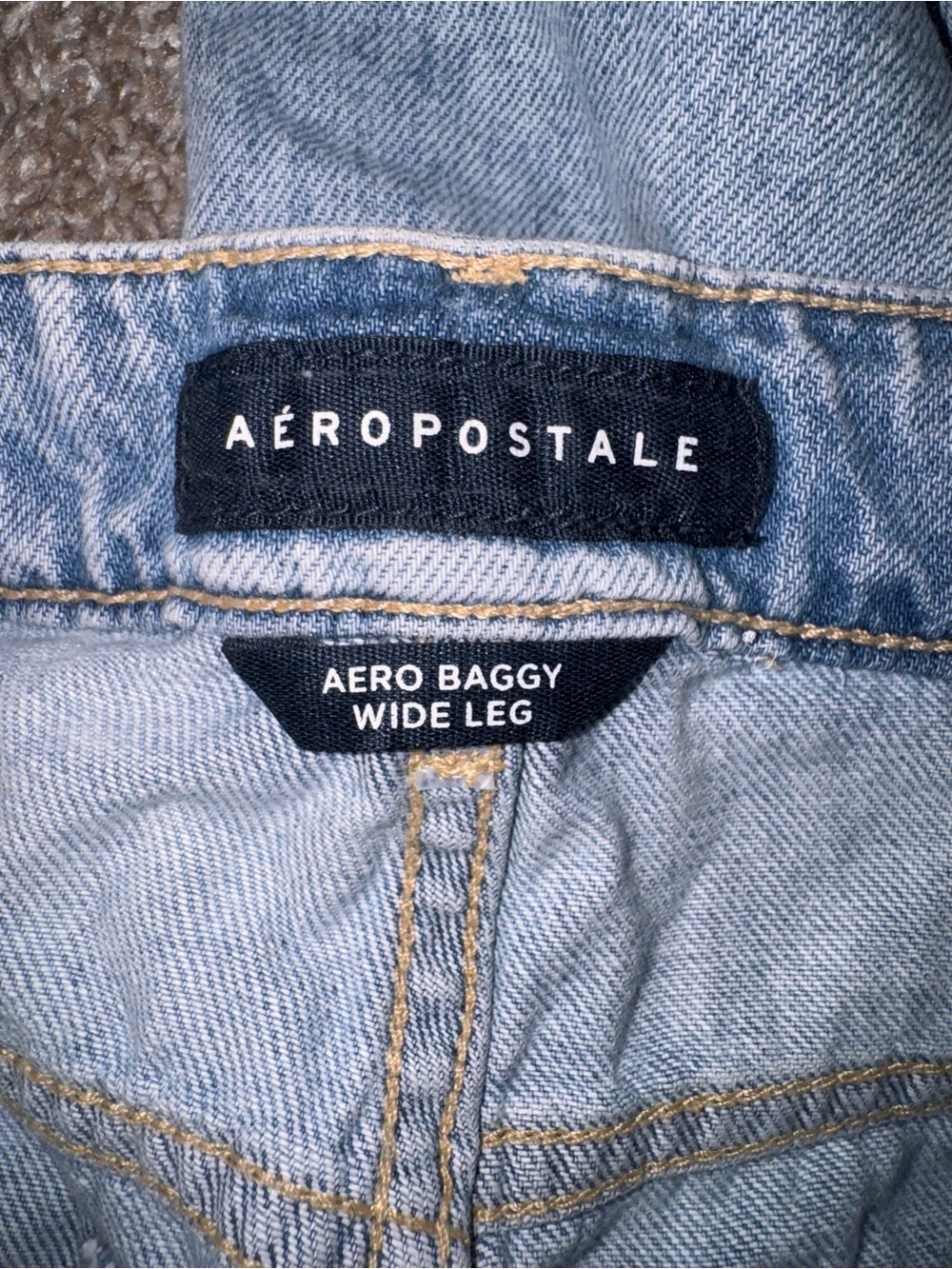 Aeropostale Baggy Light Blue Distressed Wide-Leg Jeans - Picture 7 of 8